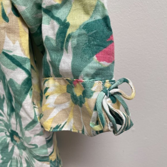 JM Collection button down 100% Linen Tropical Floral 3/4 Sleeve Shirt size 18 - Picture 5 of 5